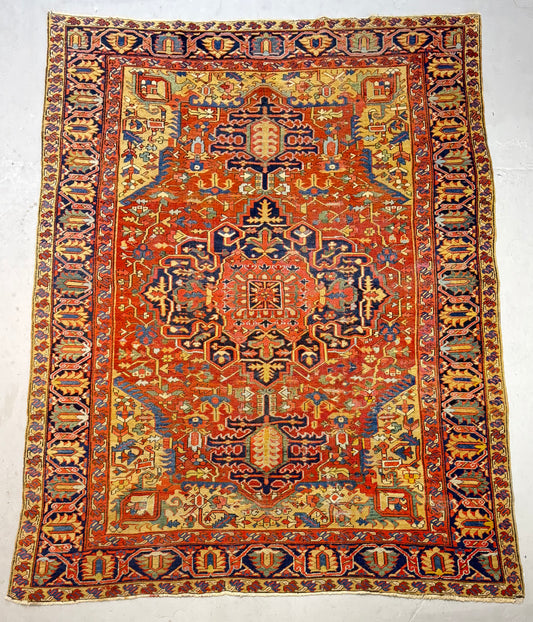 Antique Heriz Rug – 9x11.3 ft (Handmade)