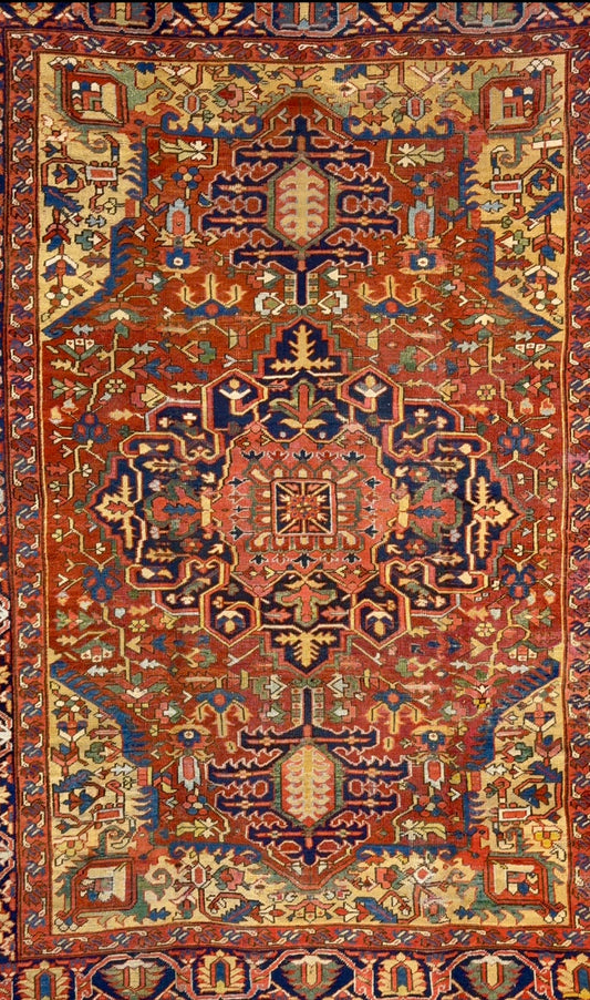 Antique Heriz Rug – 9x11.3 ft (Handmade)
